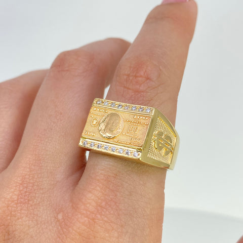 Anillo Dolar Circones Blancos Oro amarillo 18k / Talla 11 3/4 / 8,68 Gr †