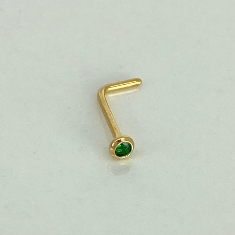 Piercing Circon Verde / Oro Amarillo 18k (Joya) / 0,10gr / 2,3mm / (Nariz)