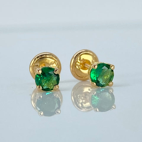 Topos Circon Verde Oro amarillo 18k 0,85 Gr / 4 mm †