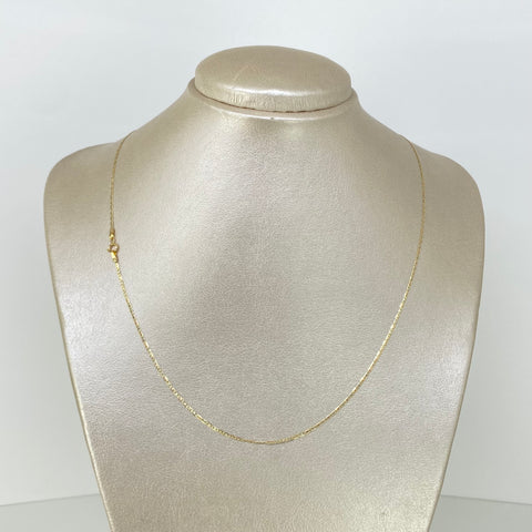 Cadena ● Escalera Plana Diamantada Tres oros 18k 1,5 Gr / 1,2 mm / 50 Cm †