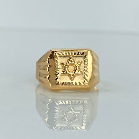 Anillo Sello Estrella David Oro amarillo 18k / Talla 10 1/2 / 2,7 Gr *