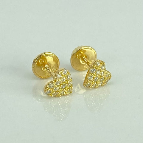 Topos Corazon Circones Blancos Oro amarillo 18k 0,8 Gr / 5,7 mm  *