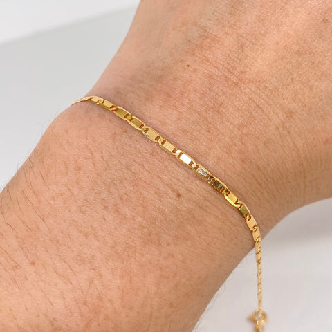 Pulso ● Escalera Plana Oro amarillo 18k +1 / 1,9 Gr / 2 mm / 20,5 Cm *