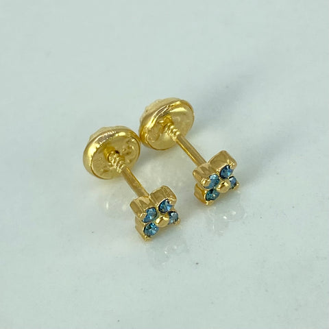 Topos Trebol Diamantes Azules 11PTS Oro amarillo 1,1 Gr / 3,8 mm *