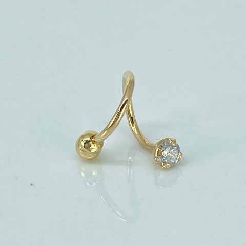 Piercing Aro Curvo Circon Blanco / Oro Amarillo 18k (Joya) / 0,5gr / 1.1cm / (Labio)