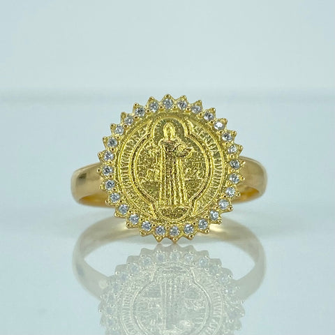 Anillo San Benito Circones Blancos Oro amarillo 18k / Talla 8 / 2,6 Gr *