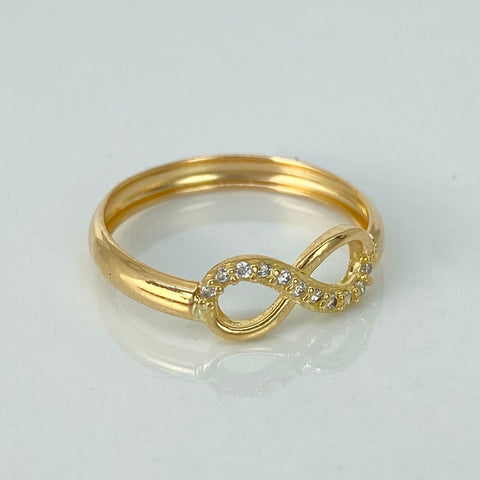 Anillo Infinito Circones Blancos Oro amarillo 18k / Talla 5 / 1 Gr