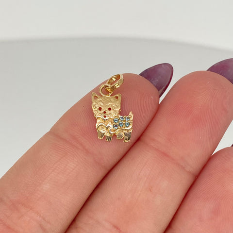 Dije Perro Circones Celestes Oro amarillo 18k 0,87 Gr / 1,7 Cm  *