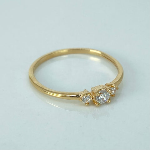 Anillo Tres Circones Blancos Oro amarillo / Talla 6 / 1,33 Gr †