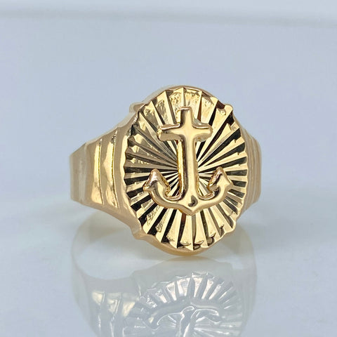 Anillo Sello Ancla Diamantado Oro amarillo / Talla 11 / 2,83 Gr †