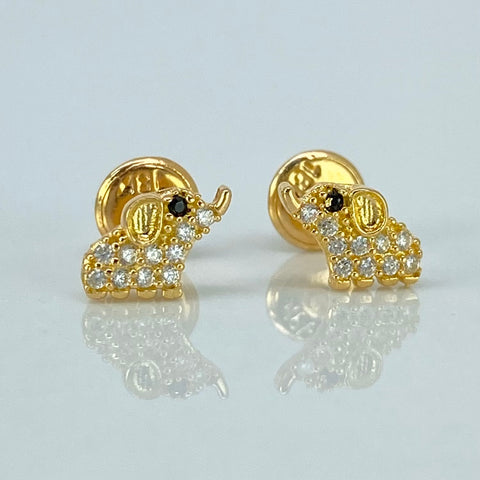 Topos Elefante Circones Blancos  Oro amarillo 18k 0,95 Gr / 5 mm