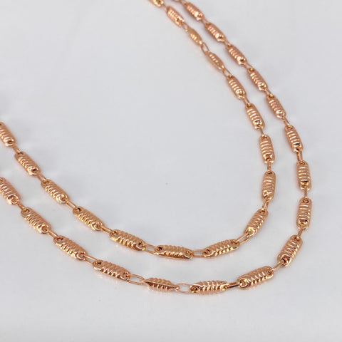 Cadena Rustico Eslabones Diamantados Oro rosa 6,55 Gr / 3 mm / 60 Cm