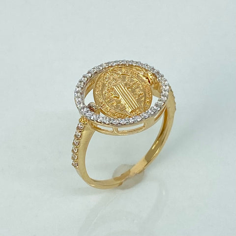 Anillo San Benito Articulable Circones Blancos Oro amarillo y Oro blanco 18k / Talla 7 / 3,42 Gr *
