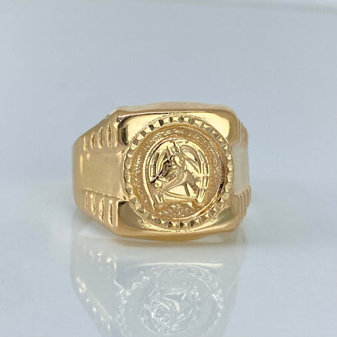 Anillo Sello Caballo Herradura Oro amarillo / Talla 11 1/2 / 3,4 Gr