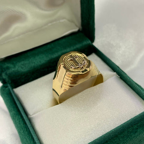 Anillo Ancla Oro amarillo y Oro blanco 18k / Talla 10 1/4 / 3,93 Gr