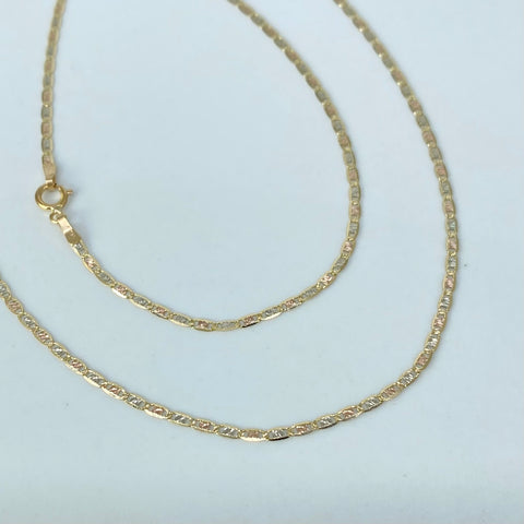 Cadena ● Escalera Plana Diamantada Tres oros 18k 1,4 Gr / 1,2 mm / 45 Cm †