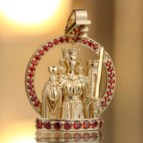 Dije Virgen Santa Barbara Con Circones POR FABRICACION Oro amarillo 18k 12,07 Gr *