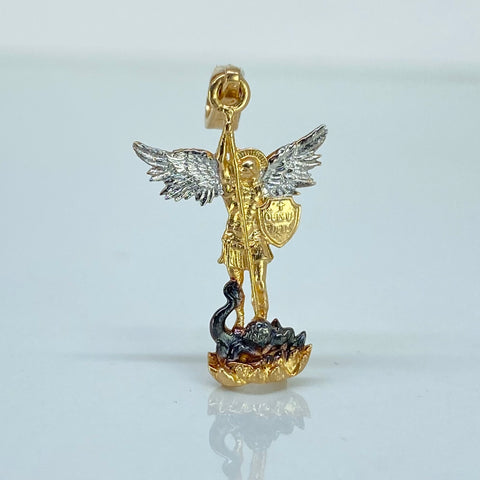 Dije San Miguel Arcangel Oro amarillo y Oro blanco 1,62 Gr / 2,8 Cm †