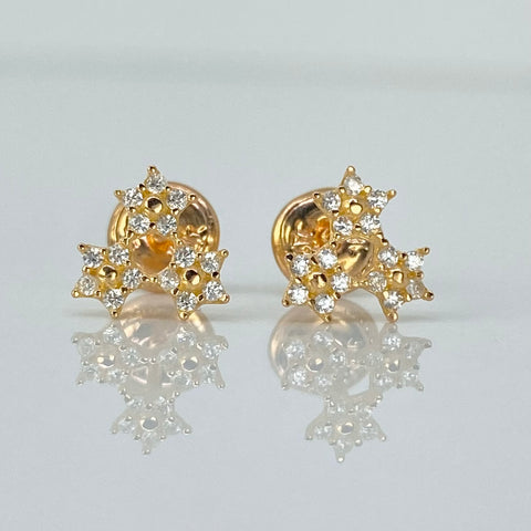 Topos Estrellas Circones Blancos Oro amarillo 18k 0,85 Gr / 7,6 mm