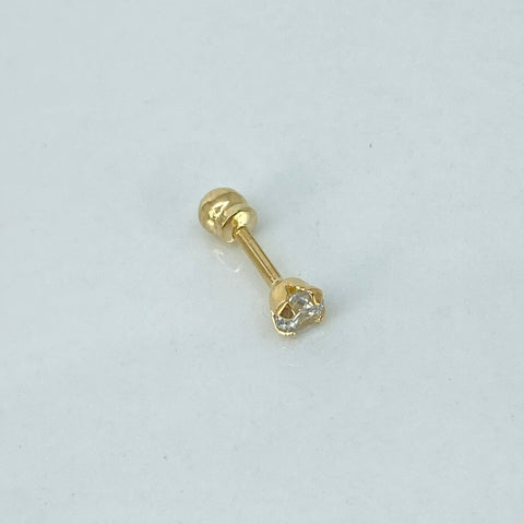 Piercing Circon Blanco / Oro Amarillo 18k (Joya) / 0,3gr / 1.1cm / (Oreja) †