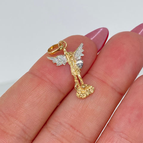Dije San Miguel Arcangel Oro amarillo y Oro blanco 1 Gr / 2,5 Cm *