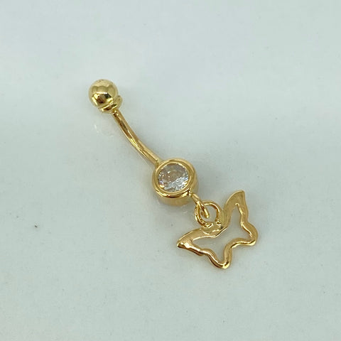 Piercing Mariposa Circon Blanco / Oro Amarillo 18k (Joya) / 0,62gr / 2.1cm / (Ombligo)