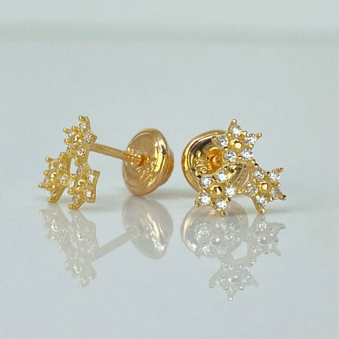 Topos Estrellas Circones Blancos Oro amarillo 18k 0,85 Gr / 7,6 mm