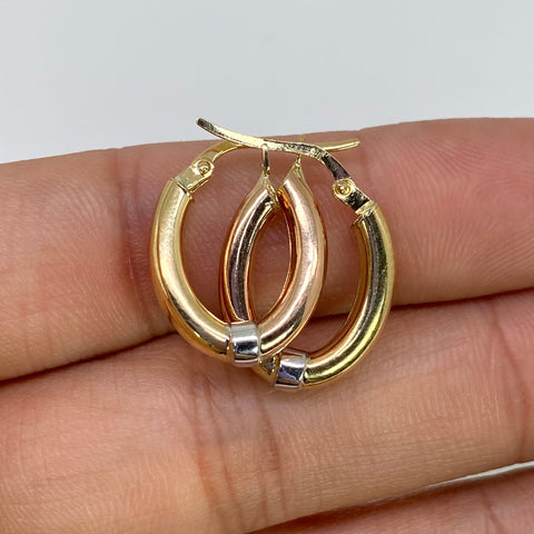 Candongas Ovaladas / Lisas Tres oros 18k 2,22 Gr / 2 Cm †