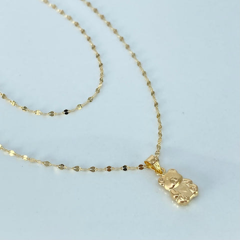 Set Cadena  Crispeta + Dije Oso Oro amarillo 18k 1,35 Gr / 1,5 mm / 50 Cm