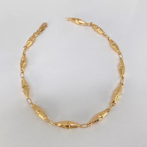 Pulso Rustico Eslabones Rombos Diamantados Oro amarillo 2,55 Gr / 3,8 mm / 20,7 Cm