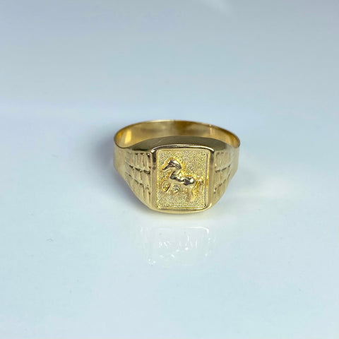 Anillo Caballo Oro amarillo 18k / Talla 12 / 3,83 Gr *