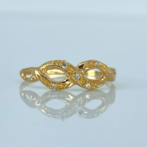 Anillo Infinito Circones Blancos Oro amarillo 18k / Talla 6 / 1,05 Gr *