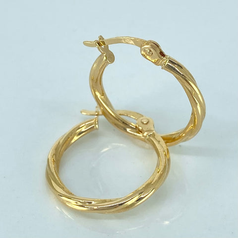 Candongas Entorchadas Oro amarillo 18k 1,6 Gr / 2,1 Cm  *