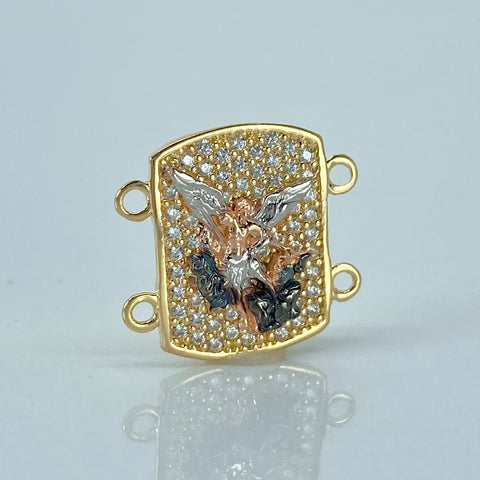 Herraje San Miguel Arcangel Circones Blancos Oro amarillo 18k 2,27 Gr / 1,6 Cm *