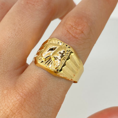 Anillo Sello Caballo Oro amarillo 18k / Talla 12 3/4 / 3,46 Gr †