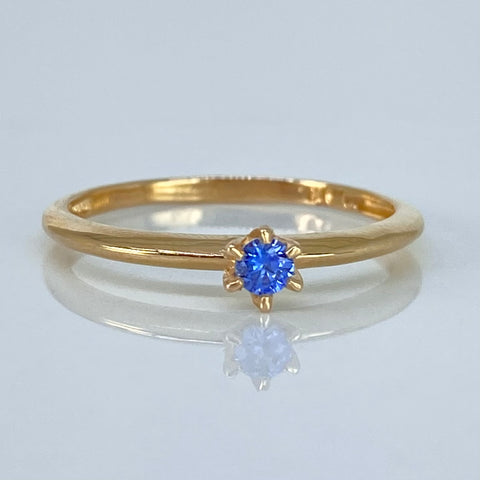 Anillo Solitario Circon Azul Oro amarillo / Talla 8 1/4 / 1,64 Gr