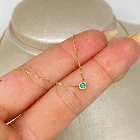 Set Cadena ● Veneciana + Dije Esmeralda Oro amarillo 18k 1,15 Gr / 0,5 mm / 40 Cm *