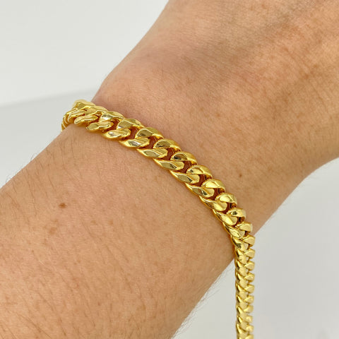 Pulso ● Cubano Oro amarillo 18k +1 / 9,6 Gr / 6 mm / 20,2 Cm *