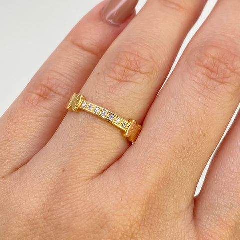 Anillo Circones Blancos Oso TS Oro amarillo 18k / Talla 6 1/4 / 2,0 Gr