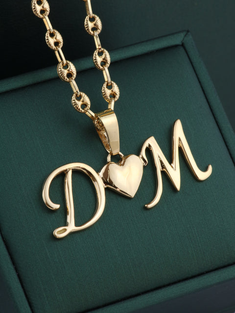 Dije Iniciales Corazón Personalizado  POR FABRICACION Oro amarillo 18k 4,62 Gr *