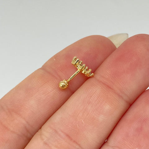 Piercing Tres Circones Blancos / Oro Amarillo 18k (Joya) / 0,46gr / 1.1cm / (Oreja)