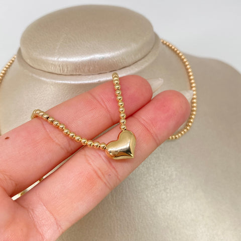 Cadena ● Bolas Diamantadas ESP Corazon Oro amarillo 18k +3 / 3,55 Gr / 2,5 mm / 42 Cm