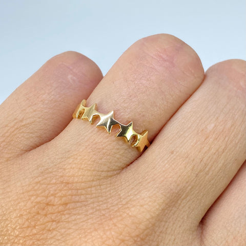 Anillo Estrellas Lisas Oro amarillo 18k / Talla 6 1/2 / 1,11 Gr
