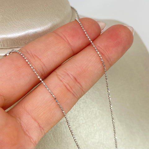 Cadena ● Mini Militar Diamantada Oro blanco 18k +3 / 1,6 Gr / 1 mm / 40 Cm