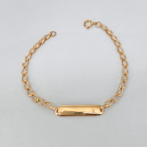 Pulso bebé Placa Rectangular Curva Espiga Oro amarillo 1,00 Gr / 2,2 mm / 14 Cm *