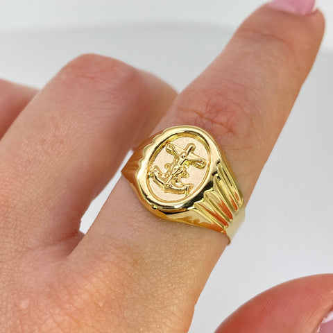 Anillo Ancla Oro amarillo 18k / Talla 11 / 2,62 Gr
