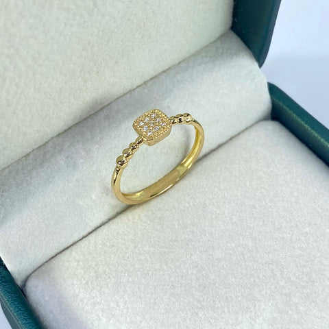 Anillo Cajón  Circones Blancos Oro amarillo 18k / Talla 8 / 1,72 Gr