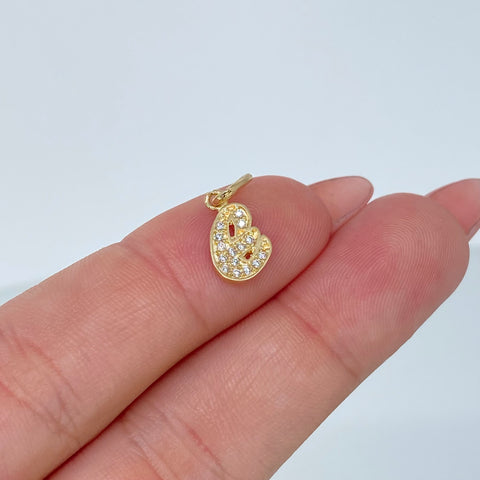 Dije Letra E Circones Blancos Oro amarillo 0,8 Gr / 1,6 Cm *