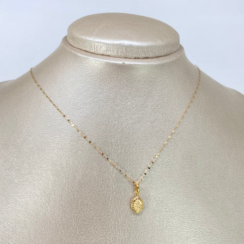 Set Cadena  Crispeta + Dije Virgen Del Carmen Oro amarillo 18k 0,7 Gr / 1 mm / 50 Cm *