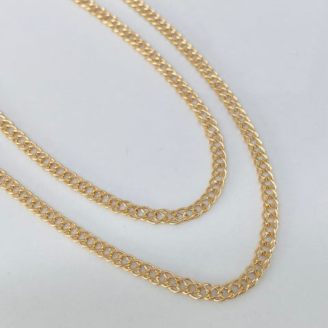 Cadena ● Cubana Doble Oro amarillo 18k 2,82 Gr / 2,5 mm / 50 Cm †